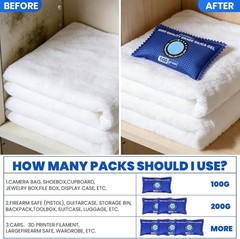 100g [ 6 Packs] Rechargeable Desiccant Packs for Storage, Color Indicating Silic
