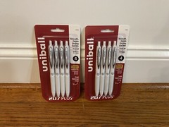 Uniball 207 Plus+ Retractable Gel Pens 0.7mm Med Black Ink White Barrels Lot 8