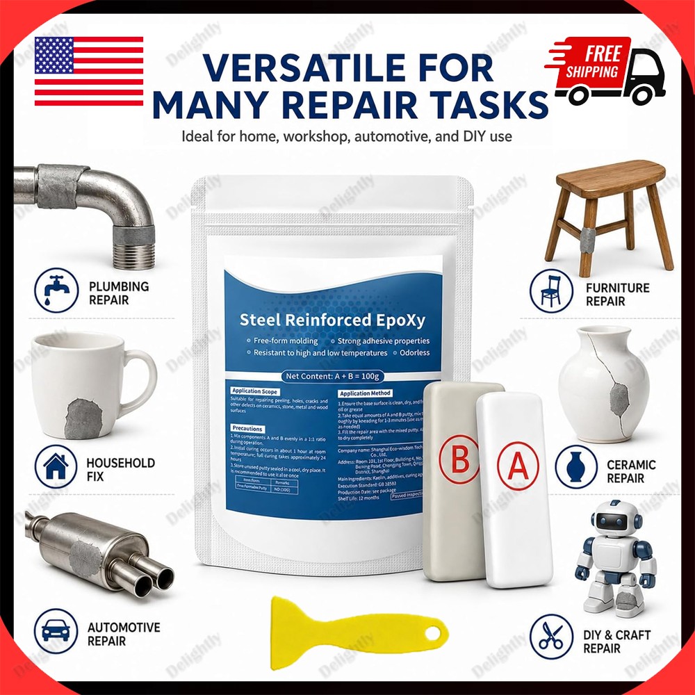 Steel Reinforced Epoxy Putty Waterproof Repair Clay for Metal Wood Car Crack Fix