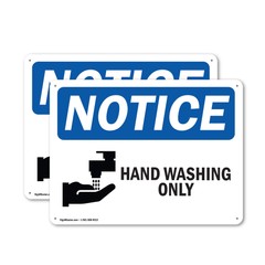 (2 Pack) Hand Washing Only OSHA Notice Sign Decal Metal Plastic