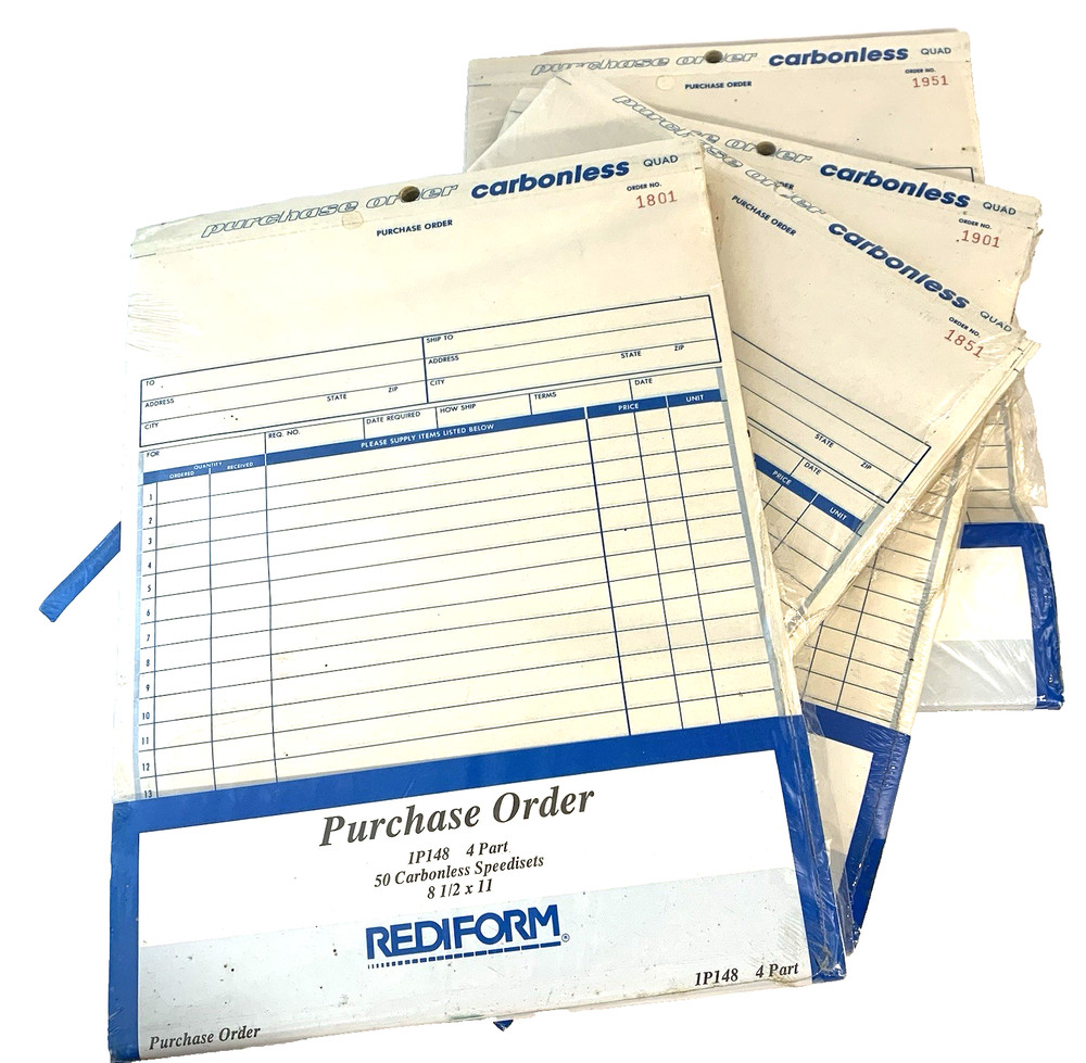 Rediform Carbonless Purchase Order Book -New 1L148 – 8.5″ x 11″ 17 Lines 4-Part