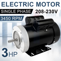 Electric Motor 3HP General Purpose Motor Single Phase 3450RPM 56C 208-230V TEFC