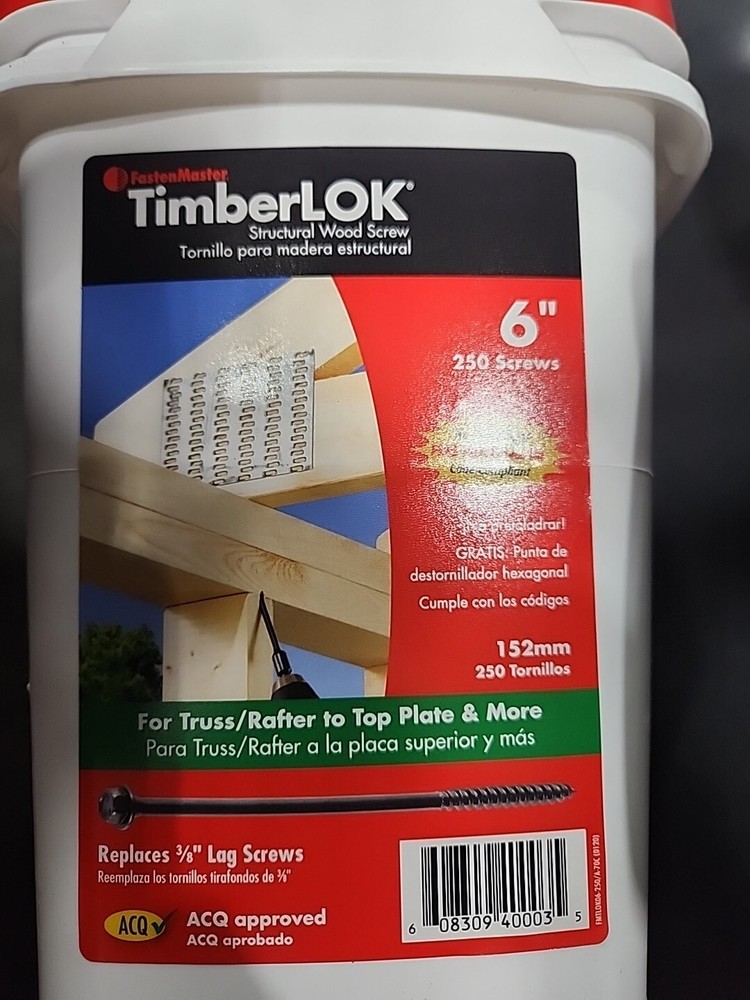 250 Pack FastenMaster TimberLOK 6″ Wood Screws