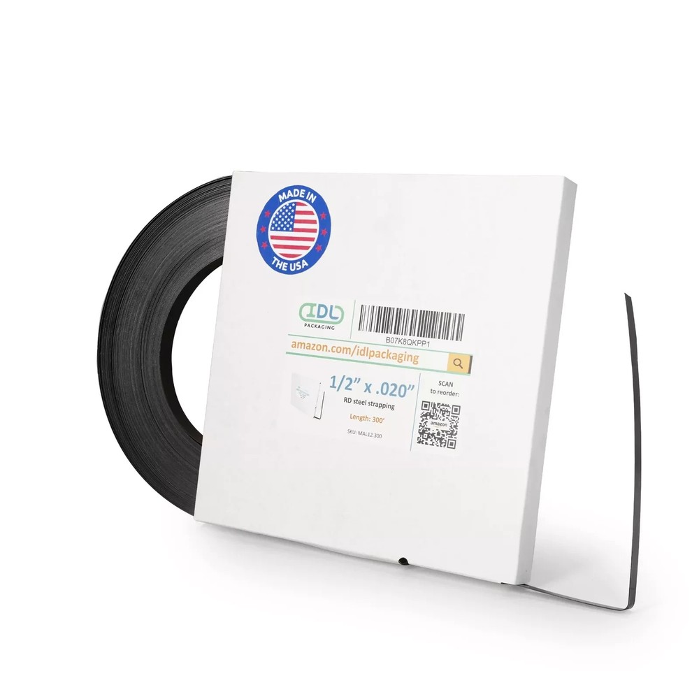 IDL Packaging 1/2″ x .020″ x 300′ Steel Strapping Coil (1100 Lbs Break Strength)