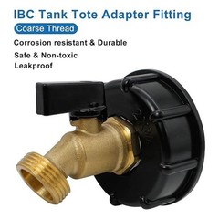 IBC to Garden Hose Adapter 2 inch S60x6 to 3/4 GHT Heavy Duty Brass Quick Valve