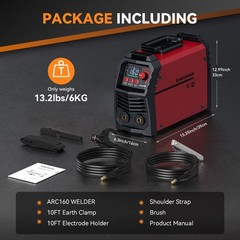 ARCCAPTAIN Portable MMA Welder Stick Welder Large LED Display 160A ARC/Lift TIG