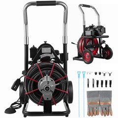 Auto Feed Drain Auger Cleaner Electric 100′ x 1/2″ Sewer Snake Cleaning Machine