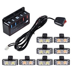 NAAMOTOMOX 2-LED Emergency Warning Grille Flash Strobe Lights Bar with Clips +