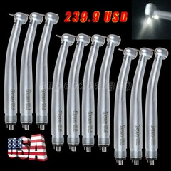 10Pcs USA Dental Fiber Optic LED E-generator Turbine Handpiece Triple 4Hole UDM4