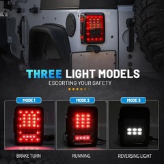 Jeep JK LED Tail Lights, Smoke Lens Rear Brake Lights with Turn Signal and Re…