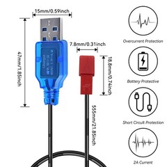 3.7V Lipo Battery Charger 2 PCS 1S Lipo JST Charger Cable with USB JST 2 Pin…