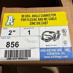 Arlington Industries 856 Flex Connector Material Zinc Die Cast Size 2 In 90 Deg