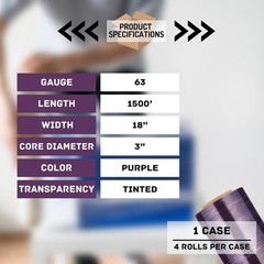 Purple Tint Hand Stretch Wrap Cast Narrow Banding 18″x1500′ 63 Ga 4 Rolls