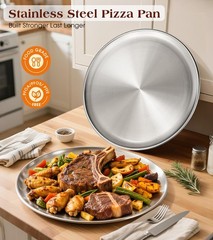 Yuiicaov Stainless Steel Pizza Pan 12 inch, for 12 Silver