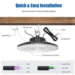 150W UFO LED High Bay Light Dimmable Commercial Warehouse Shop Light 5000K