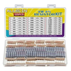 ALLECIN 25 Values 2W Carbon Film Resistor Kit from 1 Ohm to 1M Ohm 2 Watt 5% …