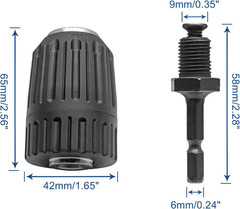 1/2″ Keyless Drill Chuck Adapter 2.0-13Mm, 1/4-Inch Hex Shank Drill Chuck Adapte