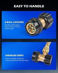 R134a Adjustable Quick Coupler Set H/L Pressure w/1/4″ Male Flare for AC Service