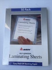 Avery Self Adhesive Laminating Sheets 50 Pack Brand New Sealed Clear