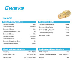 SMA Male to SMA Female Adapter, Gold Plated Copper, DC – 18GHz