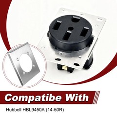 Single Hole 2 Gang Outlet Cover Wall Plate&4 Screws for Hubbell 14-50R HBL9450A