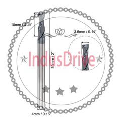 3.5mm Dia 4mm Shank 50mm Long HRC45 Carbide AlTiN Coated 2 Flute Square End Mill