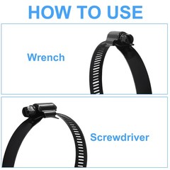 Litoexpe 3 Inch Stainless Steel Worm Gear Hose Clamp 4 Pcs, 3 Inch, Black