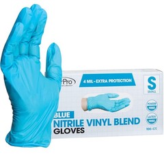 Disposable Nitrile Vinyl Blend Gloves 4 Mil, Powder-Free, Food Safe, 100-Count