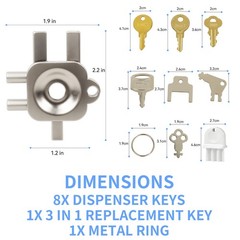 12-in-1 Dispenser Key Set – for Most Popular Paper 12-in-1, 9pcs, As picture