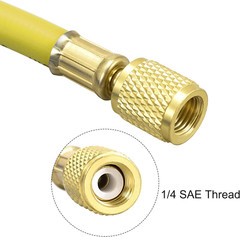Charging Hose Tube 0.9M Length 1/4 SAE Thread 500PSI for AC Refrigeration Yellow