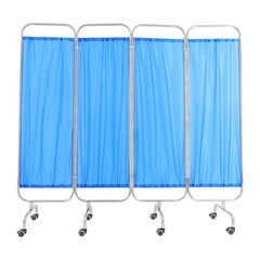 Blue Medical Privacy Screen Waterproof Oxford Cloth Privacy Screen With 8 Wheels