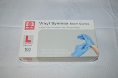 BASIC ~ VINYL SYNMAX EXAM GLOVES ~ LATEX FREE ~ POWDER FREE ~ 100 COUNT ~ LARGE