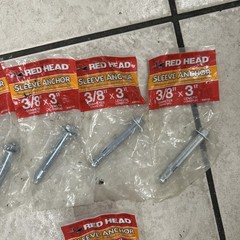6 Pack NEW Red Head Sleeve Anchors 3/8″ Diameter x 3″ +(1) 1/2 X 4″