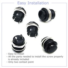 10 PCS 16mm Push Button Switch Non-Lock Momentary Open Round 2 Pins Metal