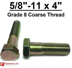 5/8-11 x 4″ Hex Bolt Yellow Zinc Plated Grade 8 Cap Screw Coarse Thread