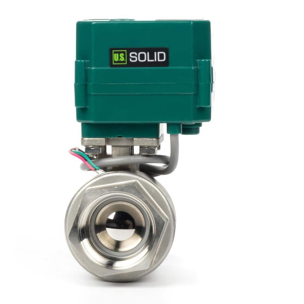 U.S. Solid Motorized Ball Valve 1-1/2 inch Stainless Steel 9-24V AC/DC