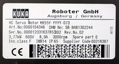 KUKA KK55Y-YYYY-073 Servo Motor ArtNo.104346 3.77kW 600V 8.9A 3000rpm -used-