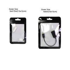 Different Sizes Black White Framed Clear Front Mylar Zipper Bag w/ Euro Slot M