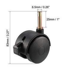1.85″ Swivel Caster Wheels Grip Neck Stem Caster Black Wheel with Brake 4pcs