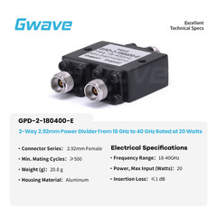 2-Way 2.92mm Power Divider (8 GHz to 40 GHz @ 20 Watts)