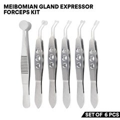 6 Pcs Meibomian Gland Expressor Forceps Kit Ophthalmic Instruments German Grade