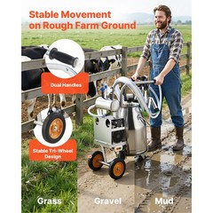 Uimoso Electric Milking Machine with 6.6 Gal / 25 L Bucket for Cows