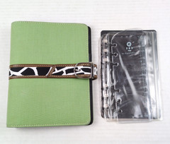 Franklin Covey 365 Compact Open Snap Binder Green Canvas Animal Print 6 Rings 1″