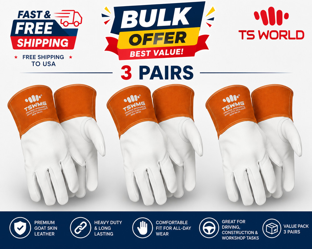 3 Pairs Goat Leather TIG Welding Gloves – Premium Comfort, Protection