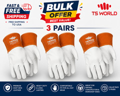 3 Pairs Goat Leather TIG Welding Gloves – Premium Comfort, Protection