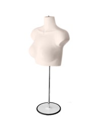 1 Set Male & Female Torso Mannequins Flesh Dress Form with 2 Stands & 2 Hangers