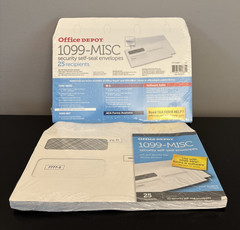 Lot of 2- Office Depot Double-Window Self-Seal Envelopes For 1099-MISC 25PK each