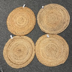 Stars & Stripes Placements Americana Patriotic Navy STAR JUTE ROUND Set of 4