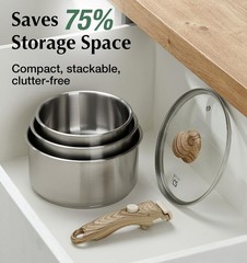 KOCH SYSTEME CS 18/10 Stainless Steel Saucepan Set Removable Handle, 1.5QT & …