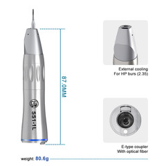 Dental Low Speed 1:1 Direct Drive Straight Handpiece with Single Spray HP Burs